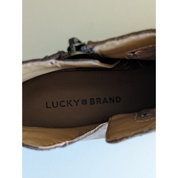 Lucky Brand Beathea Boots Ankle Leather Studded Boho Western Brown Size 7.5 - Picture 11 of 11